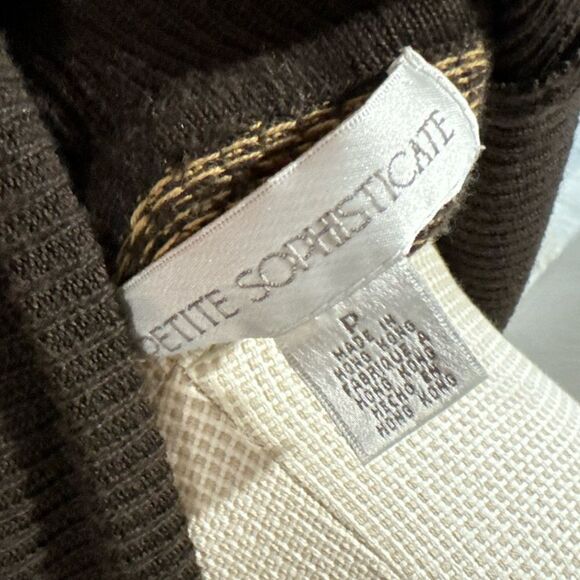 Petite Sophisticate Vintage Chocolate Brown Sleeveless Turtleneck Sweater Tank - Picture 9 of 10